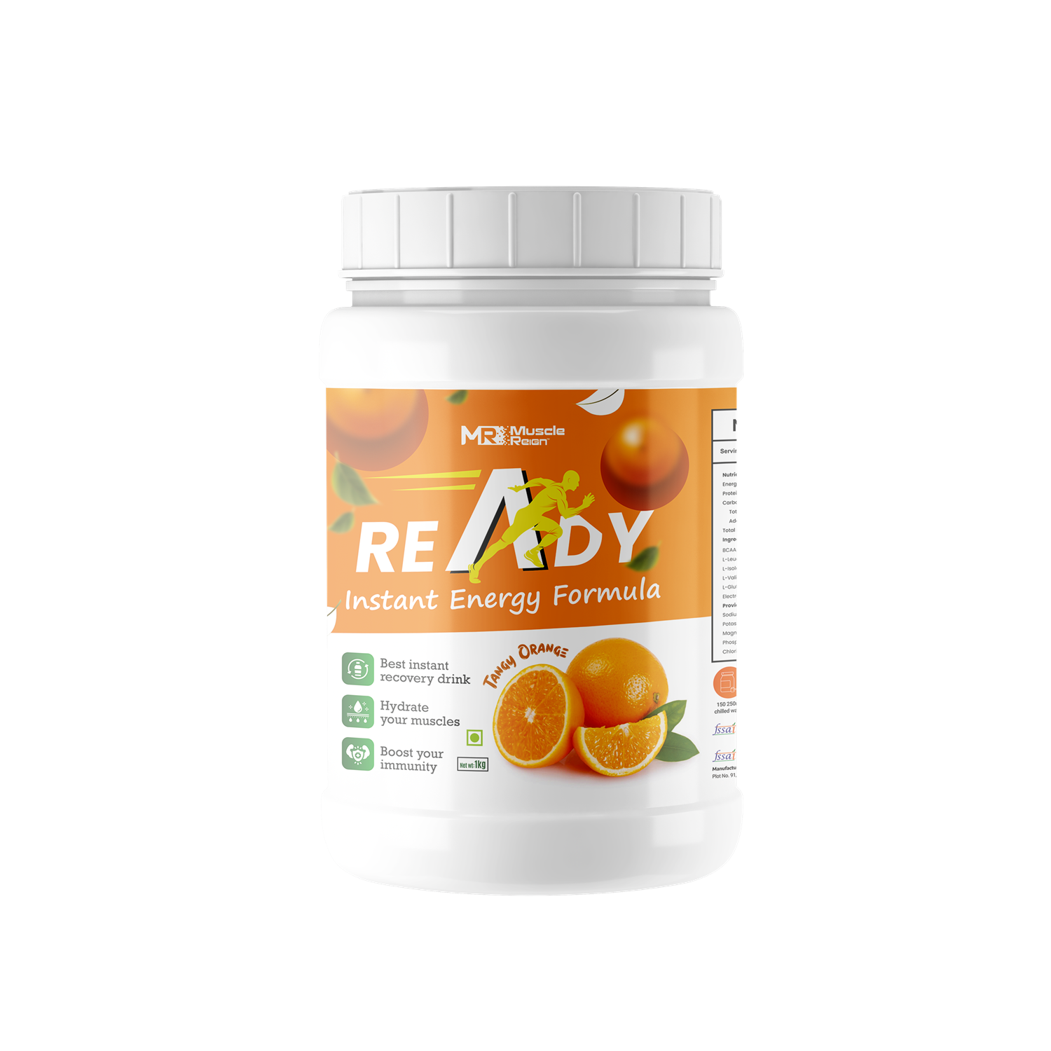 Muscle Reign Instant Energy Formula Powder in Orange Flavour for Boosting Recovery and Hydration
